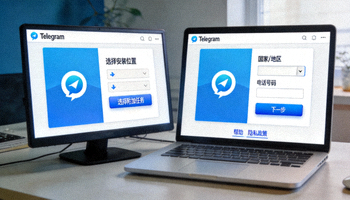 步骤三截图：Telegram桌面客户端安装向导和登录界面