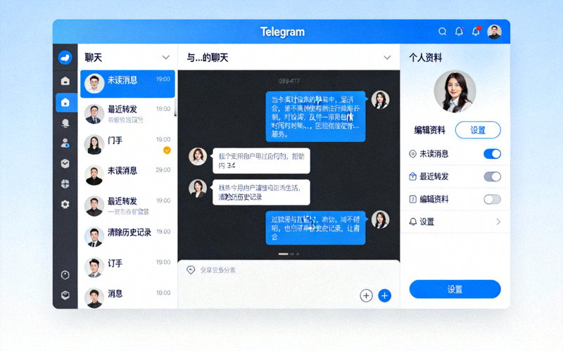 成功启用简体中文后的Telegram电脑版完整主界面截图