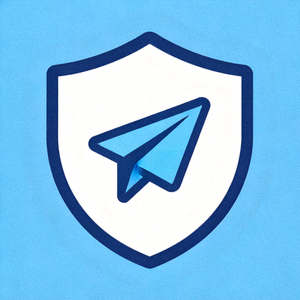 代表安全的盾牌图标与Telegram纸飞机标志结合