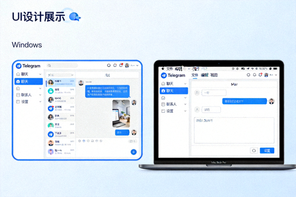 Telegram电脑版在Windows和Mac系统上的中文界面展示图
