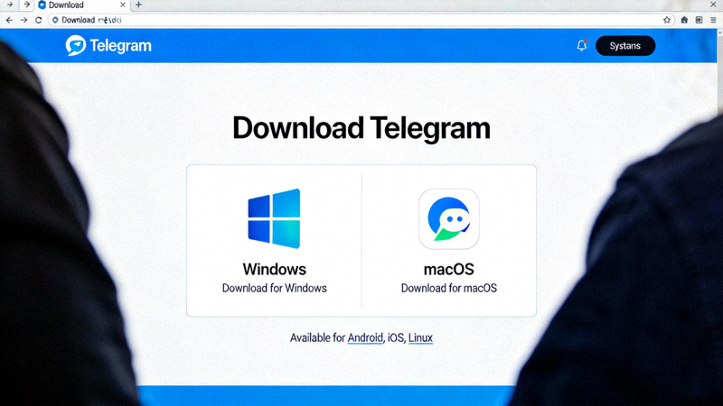 Telegram官方网站下载页面截图，展示Windows、macOS等系统下载选项
