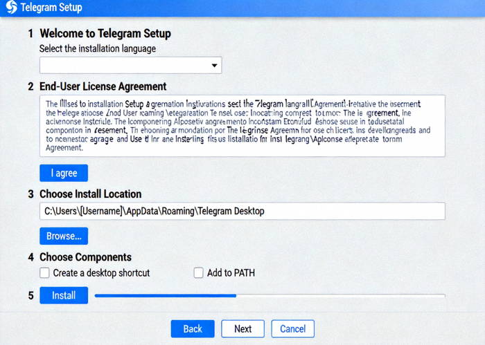 Telegram Windows版安装向导界面截图
