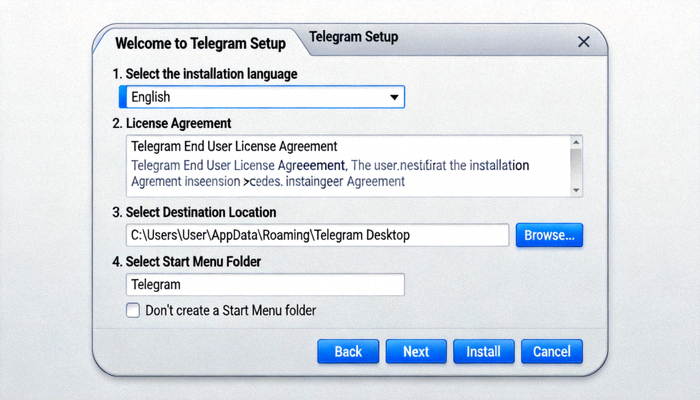 Telegram Windows版安装向导界面截图