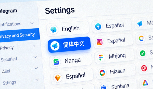 Telegram桌面版设置菜单中语言选项的高亮截图，显示选择简体中文